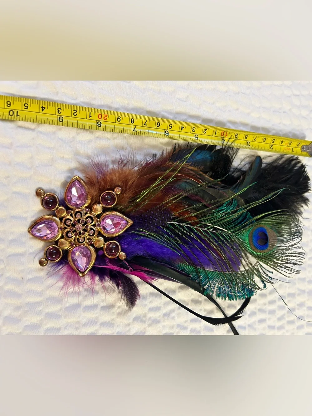 Decorative Feather Hat Pin- Purple Accent Vintage Pin